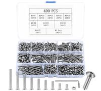 400 Pcs M4 Bolts and Nuts Set, Hex Socket Button Head Cap Screws Nuts and Bolts Assorted Set, 410 Stainless Steel Round Head Pan Head Hexagon Socket Bolts Machine Screws Assortment Kit