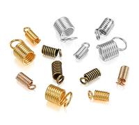 400 Pcs Mixed Color Metal Tube Coil Cord Ends Caps Crimp Spring Fasteners Clasp for Necklace Bracelet Jewelry Making, 4 Sizes