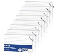 400 PCS Revision Cards A6（10.2x14CM） Flash Cards, Index Cards A6, White Ruled Flashcards, Flash Cards Revision with 8 Metal Binder Ring, Record Recipe Cue Cards for Office Home School