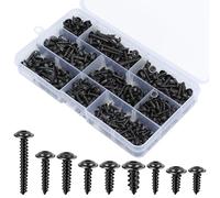 400 Pcs Self Tapping Screws, M3 M3.5 M4 M5 Phillips Pan Head Self Drilling Screws Assortment with Washers Head, Black Self Tapping Screws for Wood Metal Plastic DIY Repair