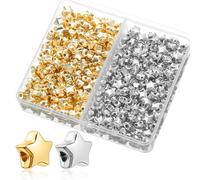 400 PCS Star Beads for Bracelet Making 6mm Star Shaped Pony Beads, Gold & Silver Stars Spacer Bead for DIY Bracelet Necklace Jewelry Crafts Making