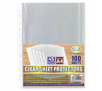 400 Pcs Strong Glass Clear A4 Punched Pockets Filing Folders 45 Micron Plastic Sheet Protector Wallet Document File Binder Poly Pockets Transparent Poly Wallet Home School Office