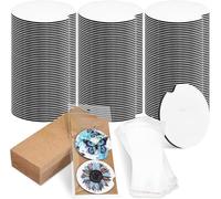 400 Pcs Sublimation Blank Cup Coasters Set, 200 Pcs 7cm Round White Car Coasters 100 Self Adhesive Bag 100 Sublimation Drink Coaster Display Card for Thermal Sublimation DIY Craft