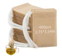 400 Pcs Tea Filter Bags, Tea Strainers Bags with Drawstring Unbleached Tea Bags Empty Tea Infuser Bags for Loose Leaf Tea and Coffee (3.54 x 2.75 inch)