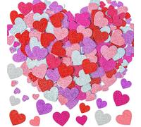 400 Pcs Valentines Heart Foam Stickers,Self Adhesive 3 Sizes 5 Colors Heart Shaped Decals in Glitter Red Pink White Purple for Valentine's Day Crafts Decor DIY Greeting Cards (Style 1)