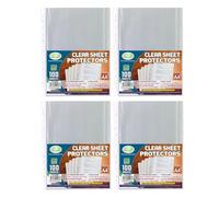 400 Pcs x A4 Plastic Clear Poly Pockets Punch Pockets 60 Micron Filing Folders Wallets Sleeves Sheets Protector for Paperwork Documents Storage Punched Pocket