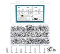 400 PcsSelf Tapping Screws Metal, M3 M3.5 M4 M5 Pan Head Wafer Head Screws with Washer, Cross Truss Self-Tapping Self Drilling Screw for Wood Screw Assortment Kit for Sheet Metal Wood Plastic