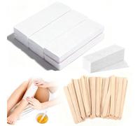 400 PcsWax Strips Kit: 300Large Non-Woven Paper Wax Stripss & 100 PcsWax Sticks Waxing Sticks Applicator, Wax Paper Strips for Face Body Legs Bikini Area Facial Hair Facial Removal