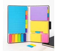 400 Piece Sticky Notes Organiser Set with Foldable PU Cover, Colour Coded Index Tabs and Writing Pads for Study, Office, Journals, Planning, Filing, Revision and Daily Task Management