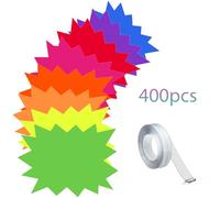 400 Pieces 2.8 * 3.6 Inch 8 Colors Burst Star Sign for Sale Price Tags Price Paper Signs Sale Cards Signs for Retail Yard Garage