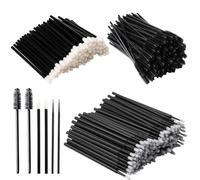 400 Pieces Black Disposable Makeup Tool Kit (100 Eyelash Brushes + 100 Lip Brushes + 200 Micro Brushes), Eyelash Spoolies for Makeup Application and Removal