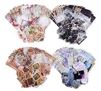 400 Pieces Scrapbooking Supplies Journaling Vintage Scrapbook Stickers DIY Retro Collection Paper Decals for for Art Craft Journaling Notebook Collage Album(Nature and Celestial Bodies)