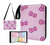 400 Pockets Pink Card Binder,Portable Shoulder Strap,Waterproof PU Bag,B292