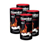 400 Samba Firestarters Firelighters Sachets - Odourless Burning & Easy to Light - For BBQs Barbecues Wood Burner Wood-Fired Ovens Stoves Fireplaces & Campfires - 4 Tubes