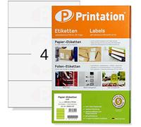 400 Self-Adhesive Labels (210 x 74 mm) Printable Printation | 100 sheets of A4 each 1x4 = 4 adhesive labels, address labels, VDA Odette labels - for printing with laser and inkjet