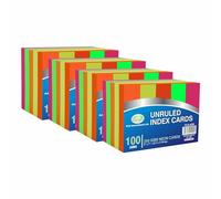 400 Sheets - 5" x 7" / 12.7 x 17.8 cm Neon Coloured Unruled Index Cards 250 GSM Flash Cards Revision Record Cards Notecards Assorted Colours Cue Cards Memo Cards for Note Taking in School & Office.