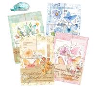 400 Sheets Vintage Scrapbook Paper Kit with Glue Tape, Junk Journal Supplies for Scrapbooking, Card Making, DIY Collage Art, Mixed Media, Gift Wrapping with Aesthetic Designs (Floral)