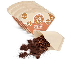400 Size 4 Coffee Filter Paper Cones, Unbleached by EDESIA ESPRESS