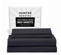 400 TC Pure Cotton Bed Sheets Set Double Size - Luxury Hotel Quality, Extra Soft Breathable & Cooling Bedding - Wrinkle Resistant, Easy Fit 40 CM Deep Pocket - 4 Piece Set (Dark Grey Solid)