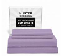 400 TC Pure Cotton Bed Sheets Set Super King Size - Luxury Hotel Quality, Extra Soft Breathable & Cooling Bedding - Wrinkle Resistant, Easy Fit 40 CM Deep Pocket - 4 Piece Set (Lavender Solid)