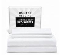 400 TC Pure Cotton Bed Sheets Set Super King Size - Luxury Hotel Quality, Extra Soft Breathable & Cooling Bedding - Wrinkle Resistant, Easy Fit 36 CM Deep Pocket - 4 Piece Set (White Solid)
