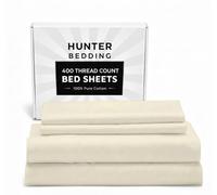 400 TC Pure Cotton Bed Sheets Set Super King Size - Luxury Hotel Quality, Extra Soft Breathable & Cooling Bedding - Wrinkle Resistant, Easy Fit 40 CM Deep Pocket - 4 Piece Set (Ivory Solid)