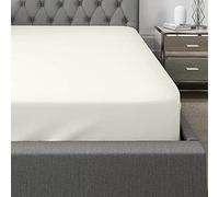 400 Thread Count 100% Egyptian Cotton 35CM Extra Deep Fitted Sheet Super Soft Hotel Quality Bedding - Smooth Comfortable Machine Washable Breathable Bed Sheets (Double, Cream)