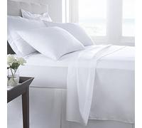 400 Thread Count Flat Sheet 100% Cotton Satin Sheen Hotel Quality Super Soft Luxurious Flat Bed Sheet (Double Flat Sheet, White)