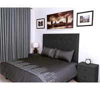 400 Thread Count Long Staple Egyptian Cotton organic Duvet Cover Set, King Duvet Set, Quilt Cover, Bedding Set, ALLEGRA Viscose Embroidered Charcoal Grey Duvet Sets - 230x220cm