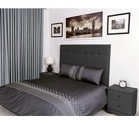 400 Thread Count Long Staple Egyptian Cotton organic Duvet Cover Set, King Duvet Set, Quilt Cover, Bedding Set, Florence Viscose Embroidered Charcoal Grey Duvet Sets - 230x220cm