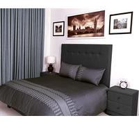 400 Thread Count Long Staple Egyptian Cotton organic Duvet Cover Set, King Duvet Set, Quilt Cover, Bedding Set, SERENA Viscose Embroidered Charcoal Grey Duvet Sets - 230x220cm