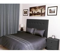 400 Thread Count Long Staple Egyptian Cotton organic Duvet Cover Set, King Duvet Set, Quilt Cover, Bedding Set, Nova Viscose Embroidered Charcoal Grey Duvet Sets - 230x220cm