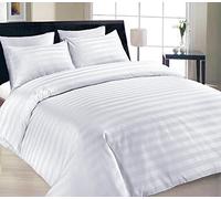 400 Thread Count Satin Stripes Duvet Cover Sets Super Soft Luxurious 100% Egyptian Cotton Hotel Quality Quilt Covers Bedding Sets (White, Super King Duvet Set)