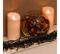 400 Warm White Multi-Function Xmas Battery Lights - Green Cable