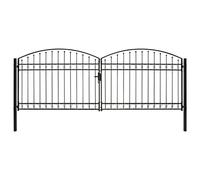(400 x 150 cm) vidaXL Fence Gate Double Door with Arched Top Steel Black Barrier Multi Sizes