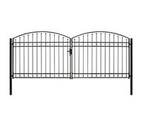 (400 x 175 cm) vidaXL Fence Gate Double Door with Arched Top Steel Black Barrier Multi Sizes