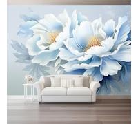 400 x 280 cm Mural Wallpaper for Living Room, SimplePlants Peony Flowers Pattern Non-Woven Photo Wallpaper for Dining Room Hallway Lounge Wall Decoration - Watercolor Theme 3D Poster Art Wall Murals