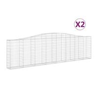 vidaXL Arched Gabion Baskets 2 pcs 400x30x100/120 cm Galvanised Iron, Silver