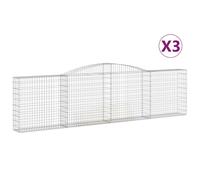 vidaXL Arched Gabion Baskets 3 pcs 400x30x100/120 cm Galvanised Iron, Silver