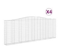 vidaXL Arched Gabion Baskets 4 pcs 400x30x140/160 cm Galvanised Iron, Silver