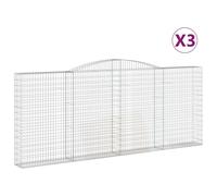vidaXL Arched Gabion Baskets 3 pcs 400x30x160/180 cm Galvanised Iron
