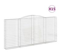 (400 x 30 x 180/200 cm/ 15 pcs) vidaXL Arched Gabion Basket Stone Basket Gabion Retaining Wall Galvanised Iron
