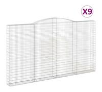 (400 x 30 x 220/240 cm/ 9 pcs) vidaXL Arched Gabion Basket Stone Basket Gabion Retaining Wall Galvanised Iron