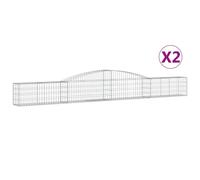 (400 x 30 x 40/60 cm/ 2 pcs) vidaXL Arched Gabion Basket Stone Basket Gabion Retaining Wall Galvanised Iron