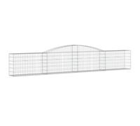 vidaXL Arched Gabion Basket 400x30x60/80 cm - Galvanised Iron Retaining Wall for Garden Barriers - Stable Cage with Gabion Hooks - Silver