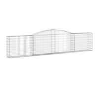 vidaXL Arched Gabion Basket 400x30x80/100 cm Galvanised Iron, Silver