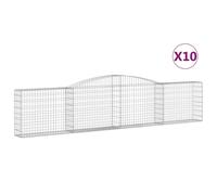 vidaXL Arched Gabion Baskets 10 pcs 400x30x80/100 cm Galvanised Iron, Silver