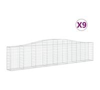 vidaXL Arched Gabion Baskets 9 pcs 400x30x80/100 cm Galvanised Iron