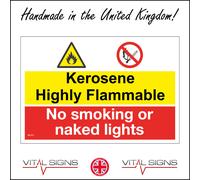 (400 x 300mm - 16 x 12, A - Sticker / Sav - Non-See Through) MU307 Kerosene Highly Flammable No Smoking Naked Lights Sign Flames Fuel Hazard 600mm x 450mm B - Magnetic - Vehicle Grade