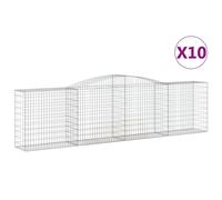 vidaXL Arched Gabion Baskets 10 pcs 400x50x100/120 cm Galvanised Iron, Silver